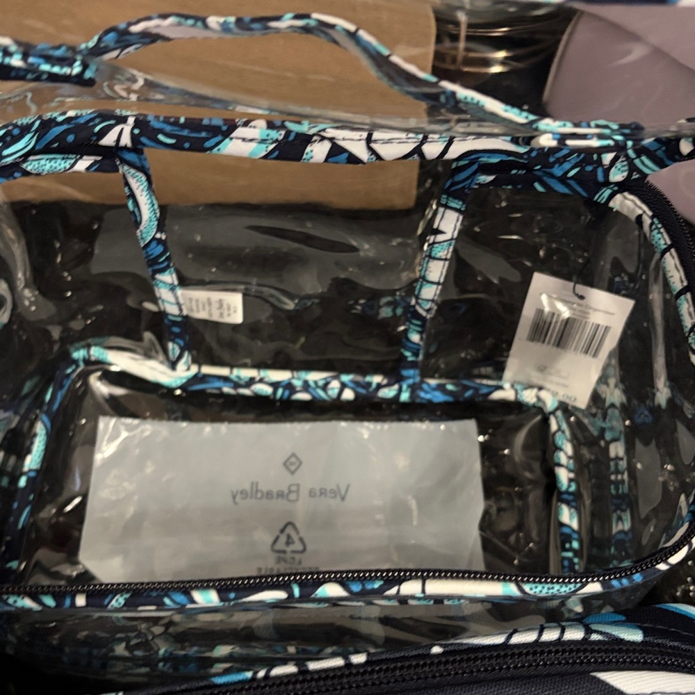 Vera Bradley Navy & Teal Floral 4 pc cosmetic Pouch Set. NWT - Picture 8 of 10